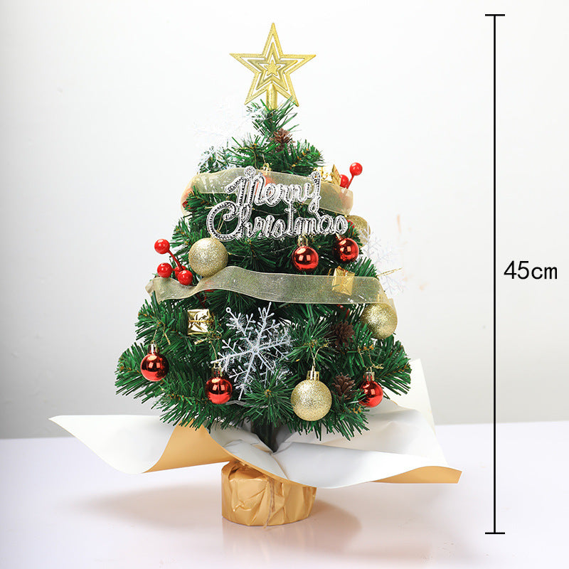 Compact green PVC Christmas tree for desktop faith celebrations