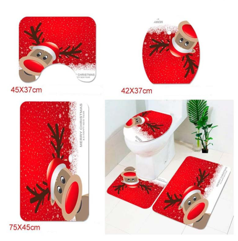 Soft flannel toilet seat cover in Christmas theme for festive bathroom decoration
