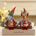 Close-up detail of festive foam fabric doll texture and Christmas pendant styling
