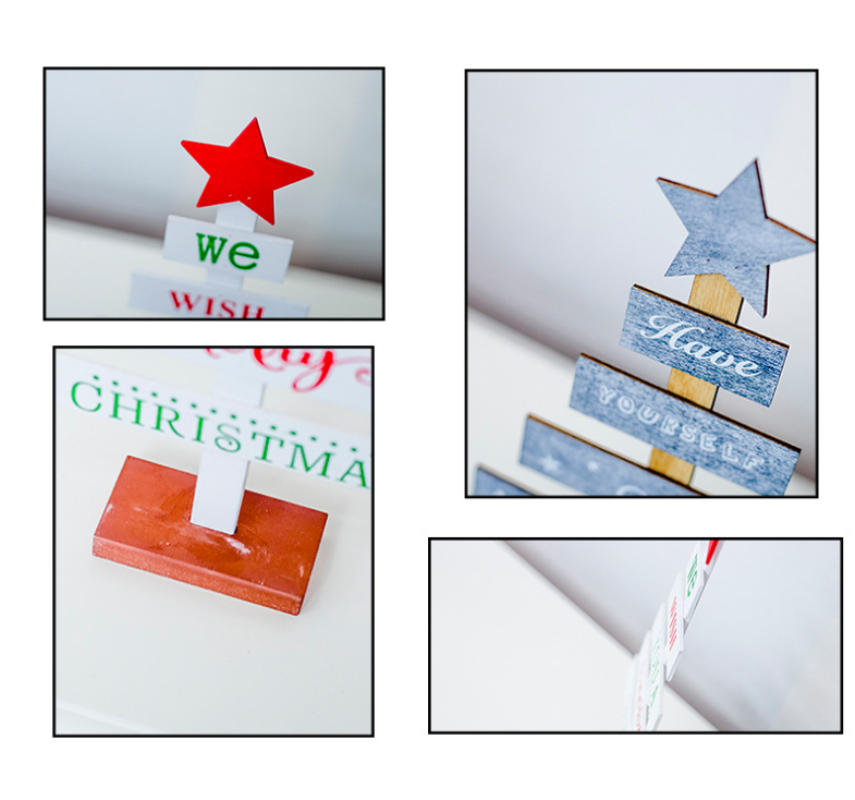 Creative painted letter Christmas tree ornament on white background