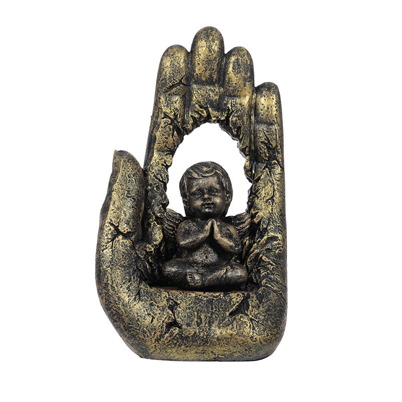 American-style resin ornament of Jesus holding palms for Christian home display