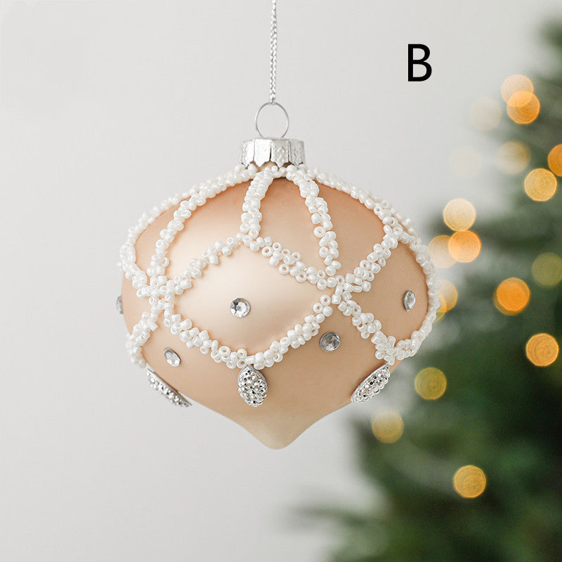 Christmas tree decorated with hand-painted glass ball ornaments