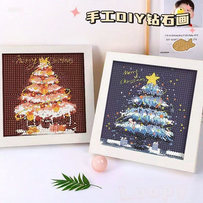 Handcrafted Christmas diamond painting kit with sparkling resin diamonds