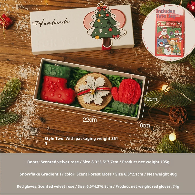 Christmas tree candle displayed as festive seasonal centerpiece