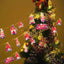 Christmas cartoon string lights with warm glowing LEDs on dark background