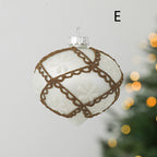 Close-up of hand-painted glass Christmas pendant in onion head style