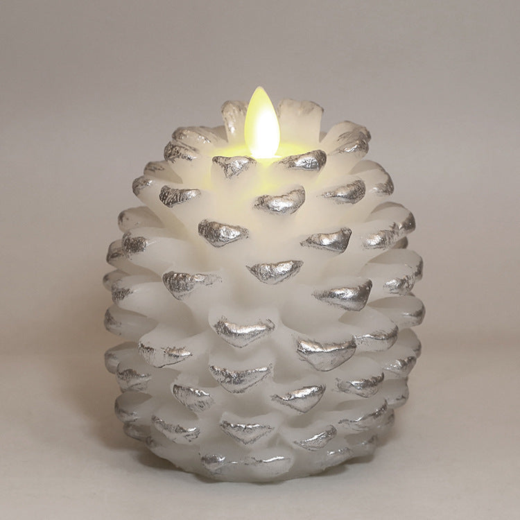 Brown pinecone candle on textured surface with warm ambient lighting, Pinecone Christmas Candle, faith Main image
