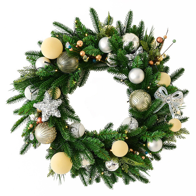 60cm pine leaf garland with lamp for door display in festive home setting