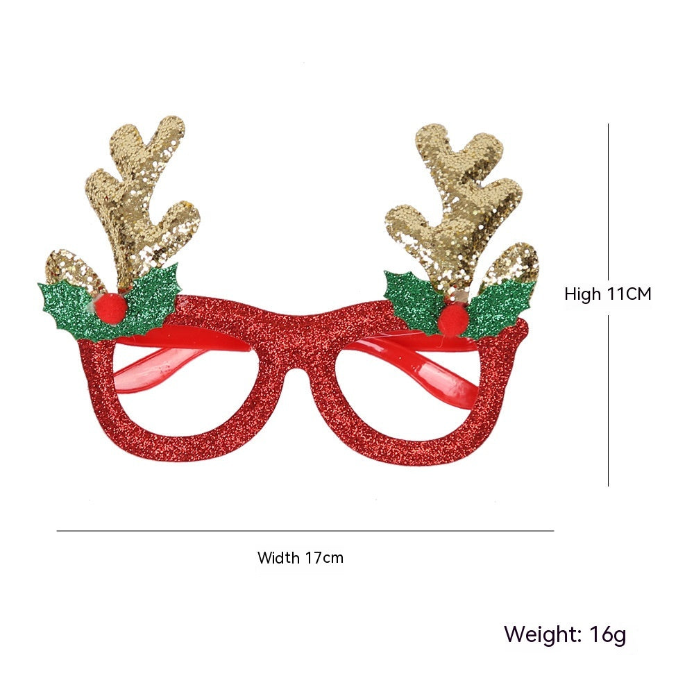 Festive Christmas Deer Antler Glasses Frame - Holiday Party - Christian Home Decor