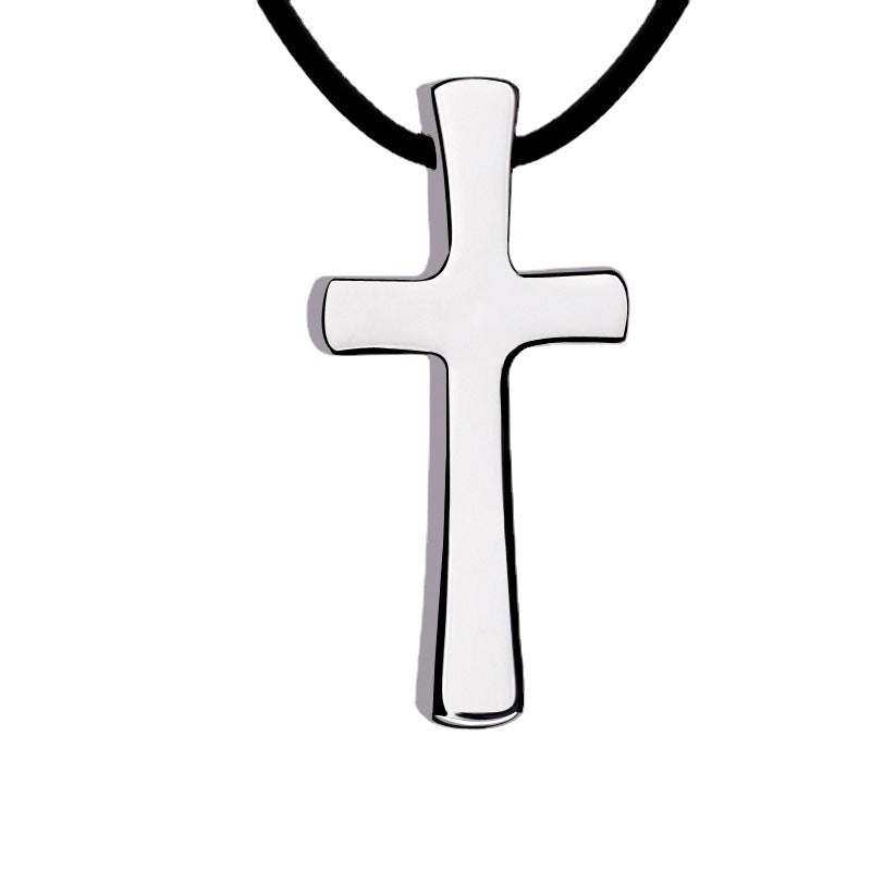 Gold-tone men's cross pendant styled for everyday wear