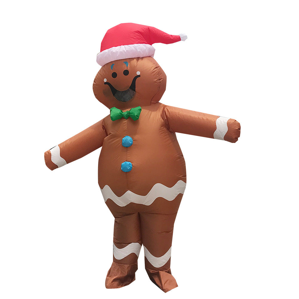 Adult-size gingerbread man cloth decoration for holiday display
