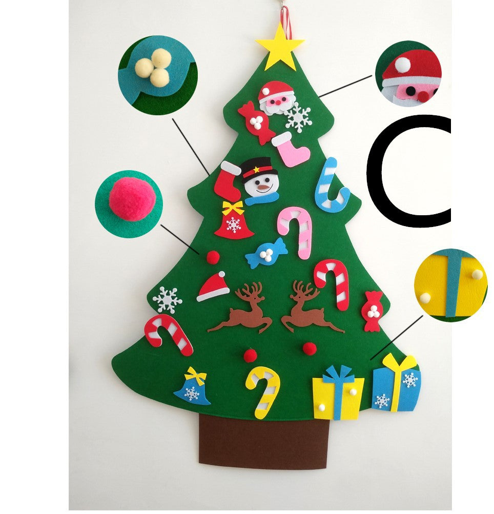 Colorful DIY 3D felt Christmas tree kit with festive decorations for home decor