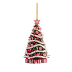 Acrylic Christmas tree pendant displayed as holiday decor, suitable for Christian jewelry gifts