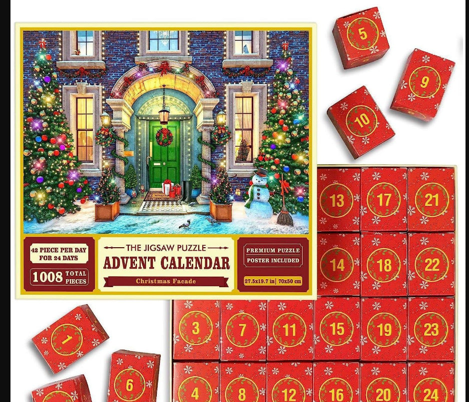 Complete advent calendar puzzle displaying all 24 numbered sections with faith and Christmas theme - Advent Calendar Puzzle