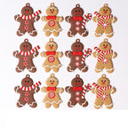 Gingerbread man Christmas ornament set displayed on festive tree