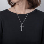 Simple silver cross pendant necklace for women