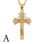 Two vintage cross necklace variants displayed side by side