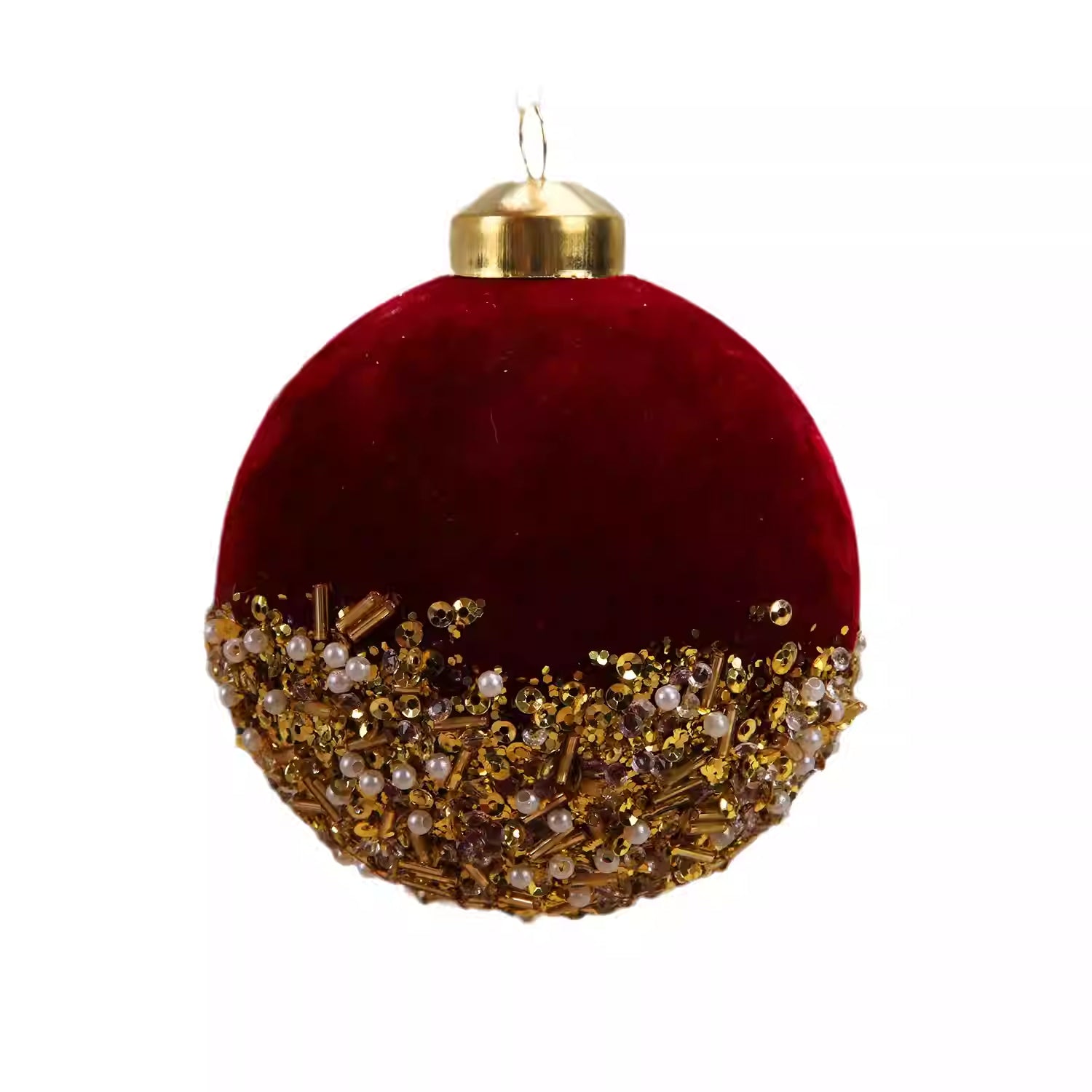 Burgundy Flocked Glass Christmas Ornament - Christian Home Decor