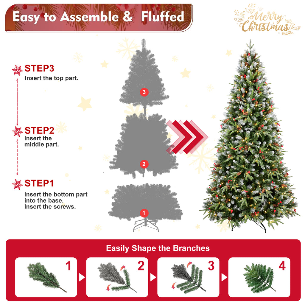 Full Christmas tree with lights illuminating room with warm holiday ambiance