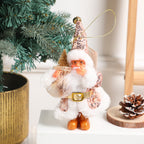 Cartoon Santa doll with Santa sack in cozy holiday setting