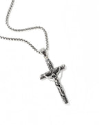 Pearl titanium steel cross pendant necklace on chain