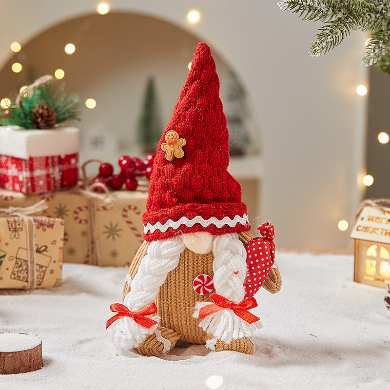 Men's style cloth gingerbread man Christmas ornament with red hat