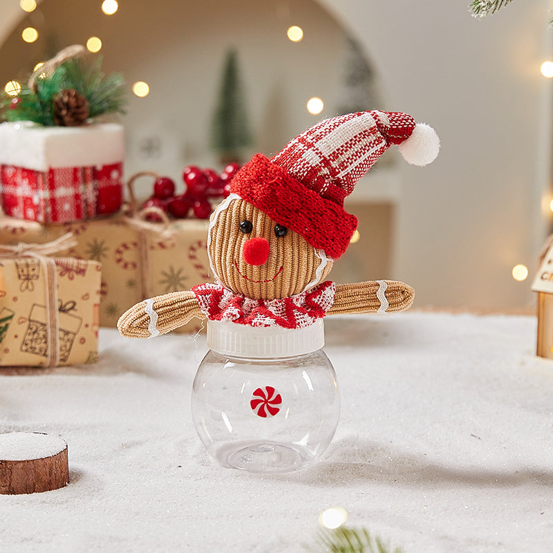 Red hat gingerbread man pendant ornament on festive background Main image