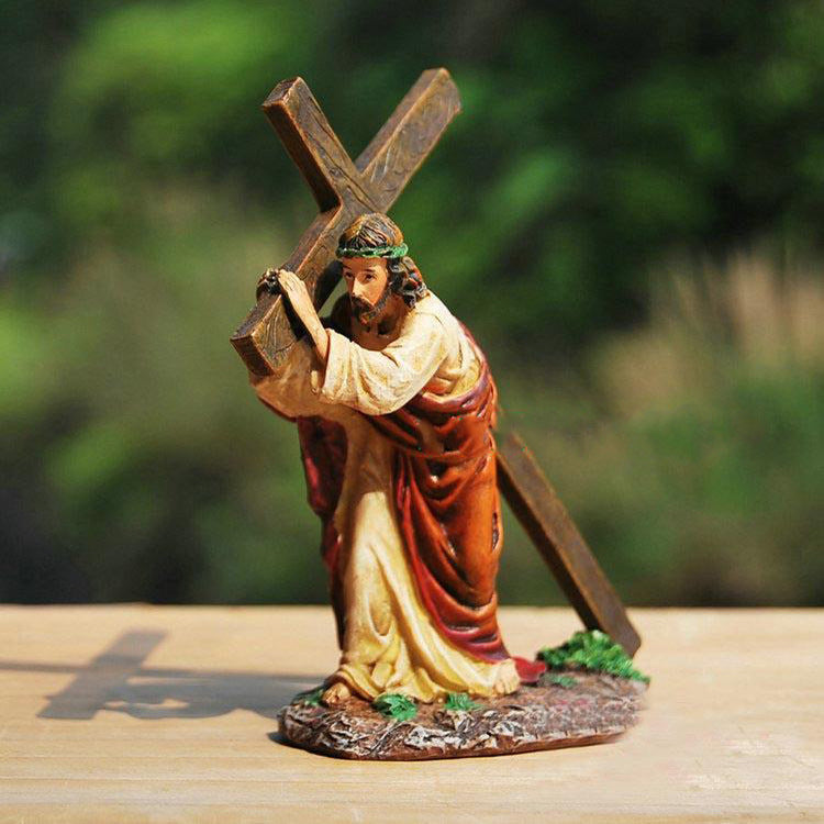 Detailed resin crucifix home ornament representing Christian faith
