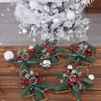 Five-pointed star ornament with pine needle detail on a festive Christmas tree