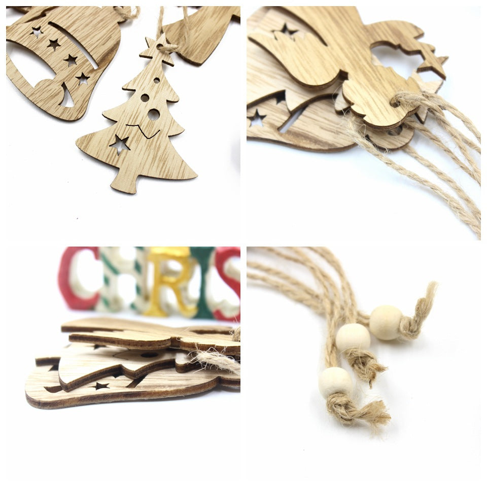 Close-up of hand-carved wooden angel pendant ornament with natural birch finish