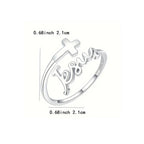 Zinc alloy faith ring with cross and Jesus motif featuring electroplated finish