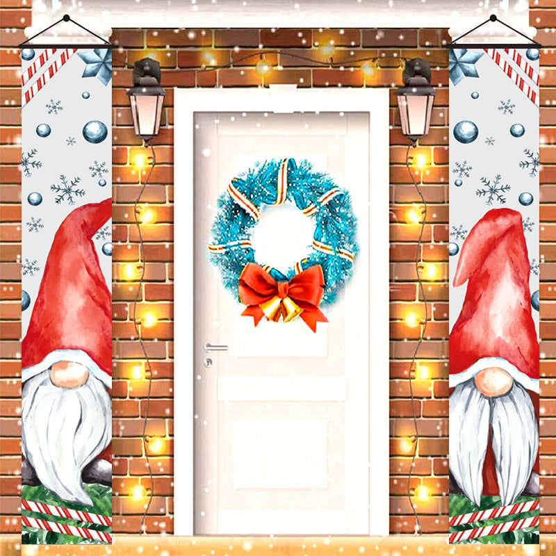 Holiday decoration featuring nutcracker character on fabric flag