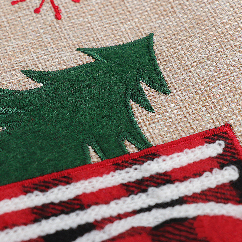 Festive Christmas Tree Skirt Flat View - Seasonal Decor