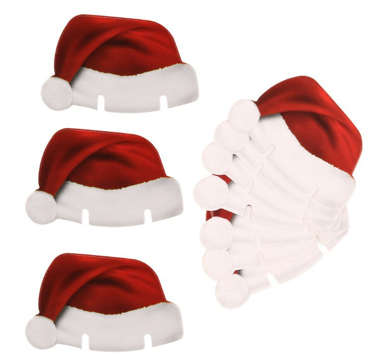 Red Christmas hat topper detail view - festive drinkware accessories