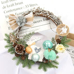 Christmas wreath display showing front view with decorative details