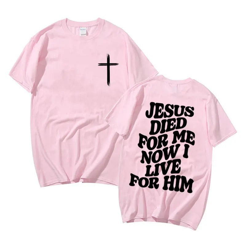 Christian faith apparel with Jesus lettering on a gray t-shirt