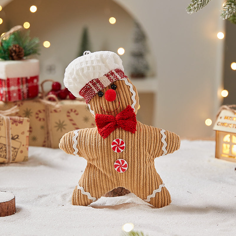 Festive gingerbread man ornament with red hat detail