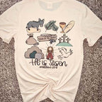 Jesus Resurrection 3D Print T-Shirt front view featuring a bold Christian graphic design