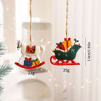 Charming resin elk ornament with red ribbon accent for holiday decorating - Christmas decor