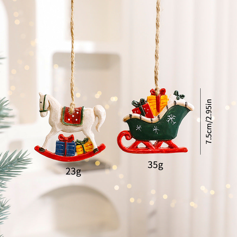 Charming resin elk ornament with red ribbon accent for holiday decorating - Christmas decor