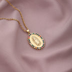 Vintage Virgin Mary necklace with electroplated stainless steel pendant, faith jewelry
