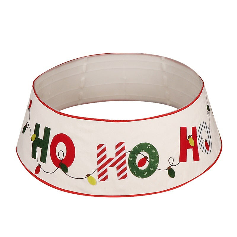Two-size Christmas tree skirt with festive typography for home decorating
