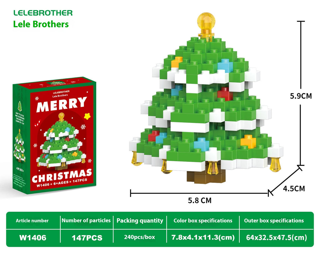 Snowman Christmas building blocks set with colorful pieces arranged in festive display