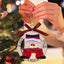 Wooden Christmas bell pendant with double-layer cover on neutral background