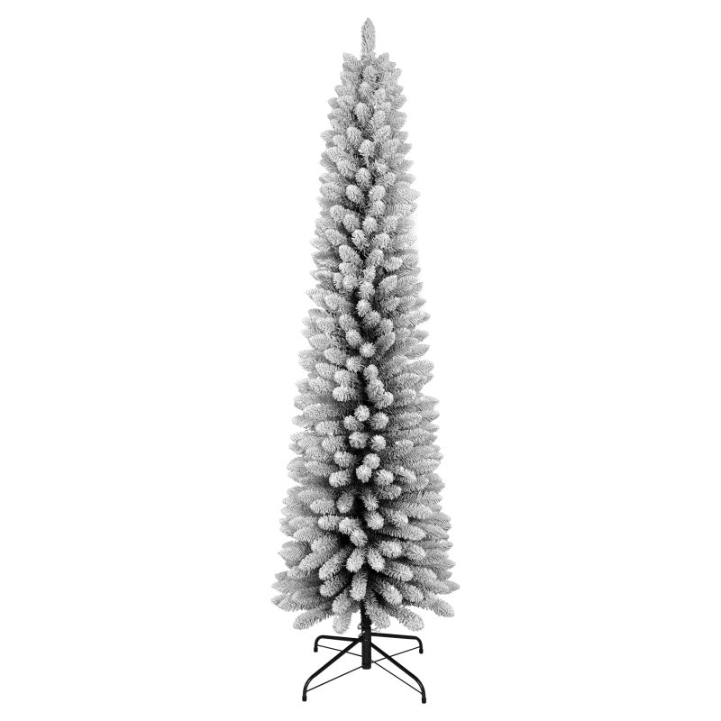 7FT flocked pencil tree showcasing 469 tips