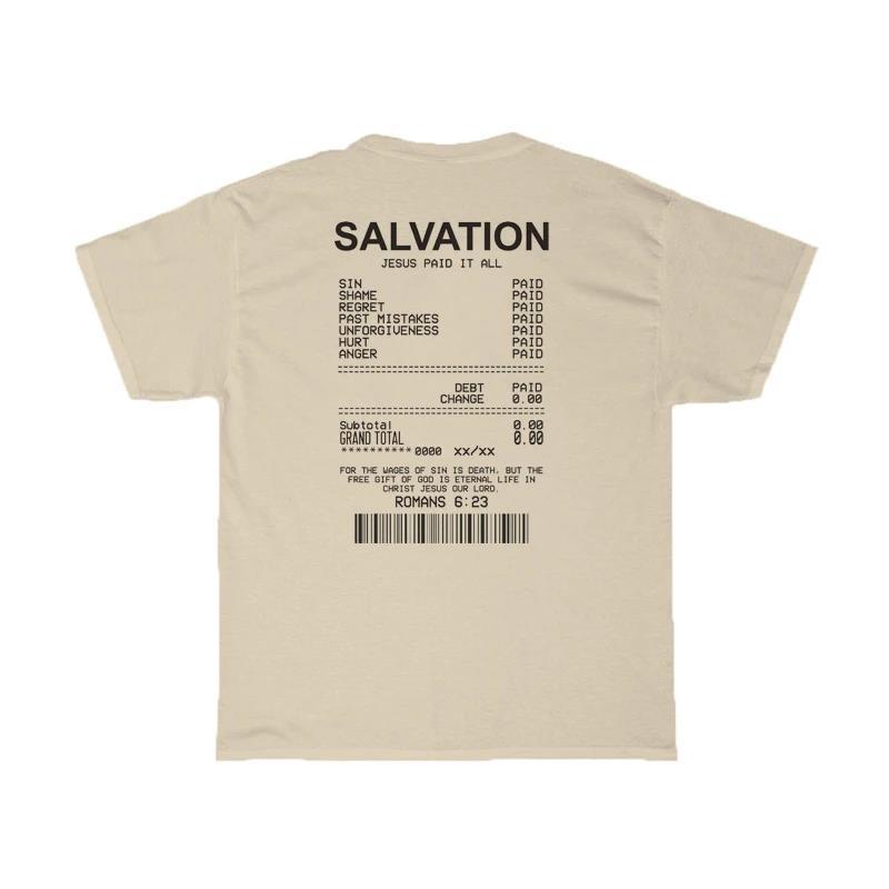 Salvation Bible verse back print on oversized cotton t-shirt Main image