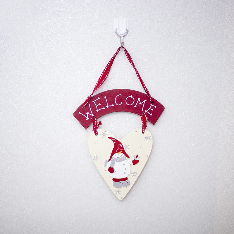 Grey snowman painted wooden Christmas decoration, winter holiday home accent