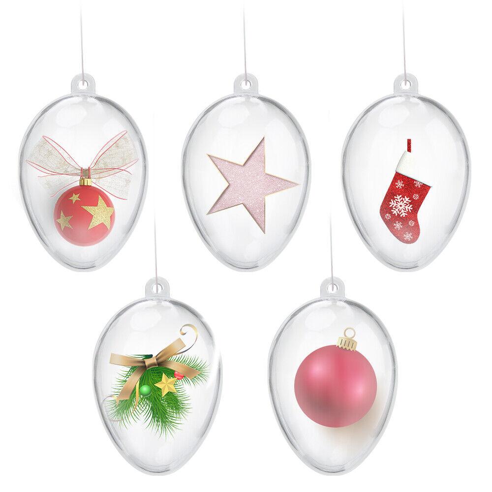 Clear plastic Christmas ornament balls in original packaging set of 5
