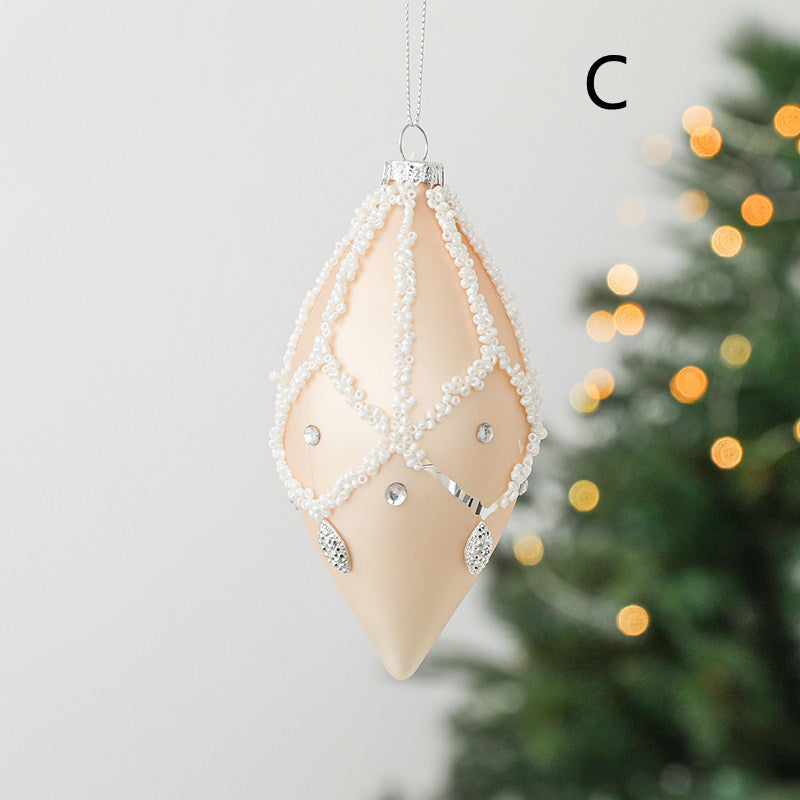 Hand-painted glass dice radish Christmas ornament detail