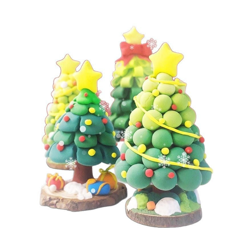 Ultra light clay Christmas tree materials close-up view